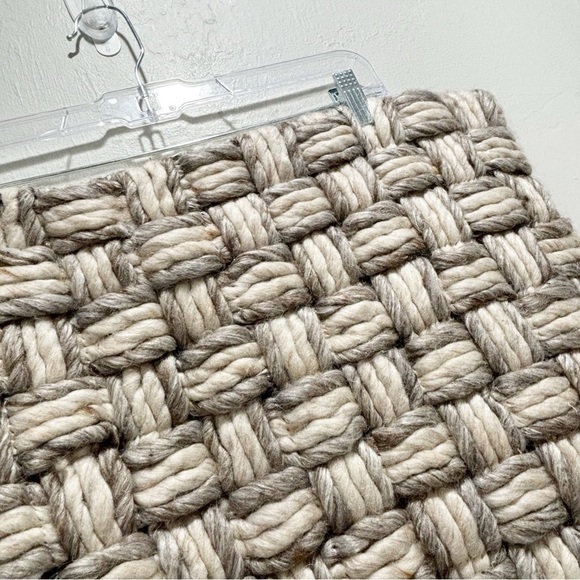 SURYA Gray Ivory Wool Blend Basket Weave Chunky Boho Pillow Cover 20” X 20” - Picture 3 of 8